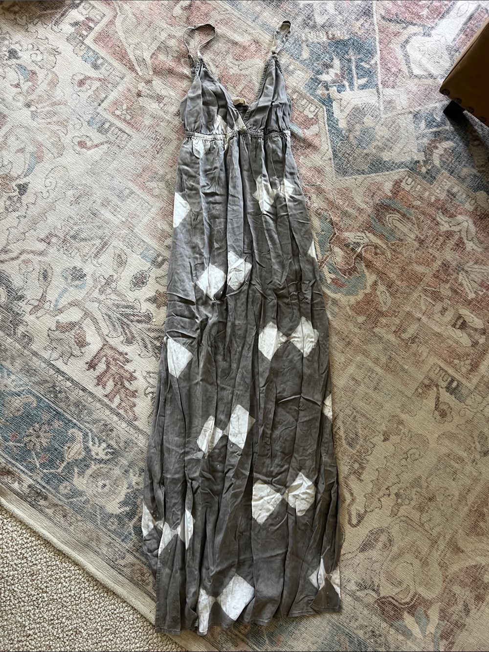 Gray and White Patterned Maxi Dress